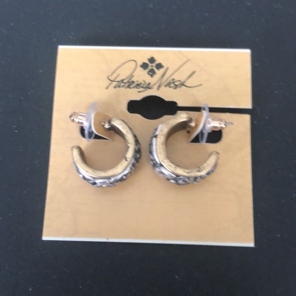 Patricia Nash Not So Basics Tooled Inset Hoop Earrings Two Tone NWT - Picture 4 of 12
